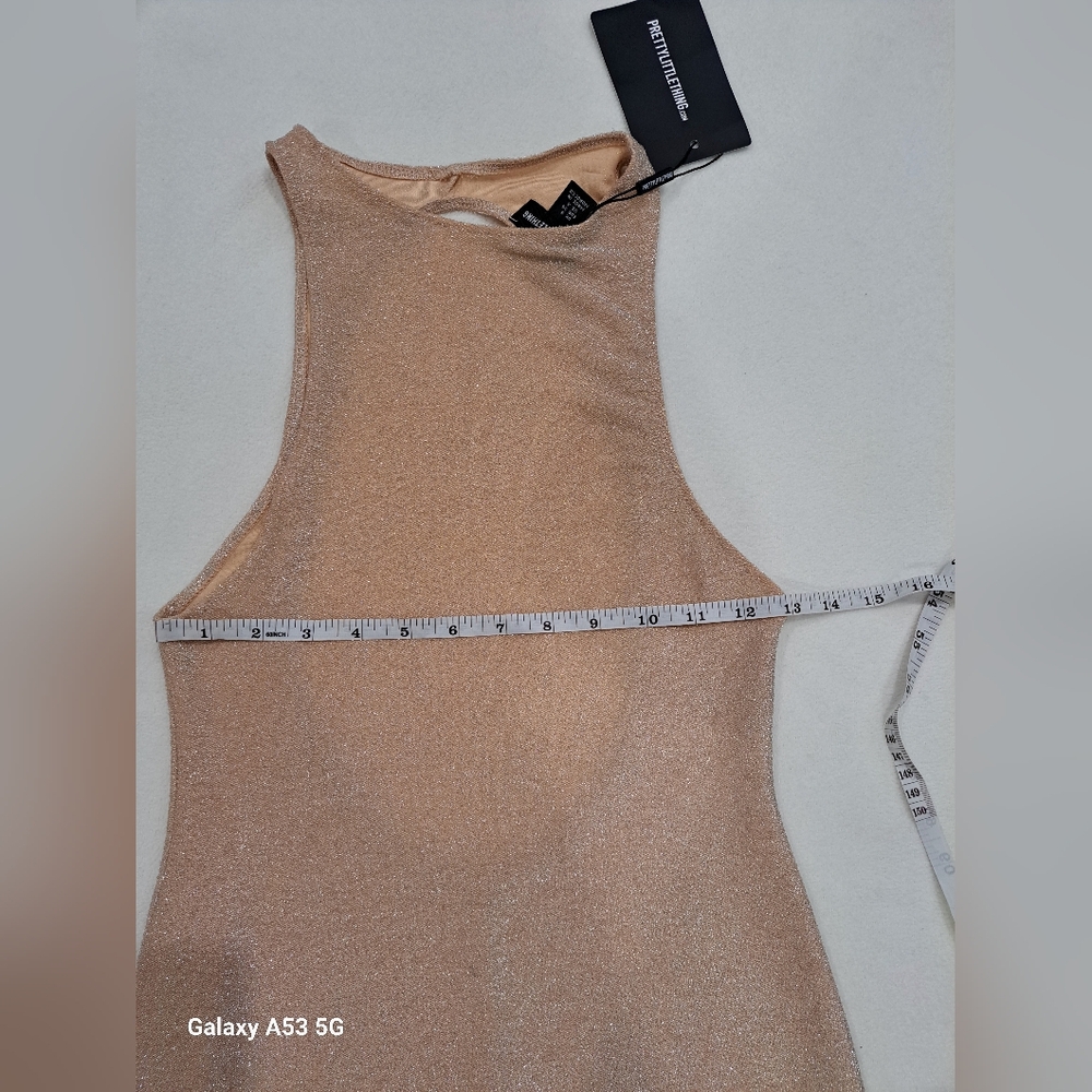 PrettyLittleThing Tan Bright Fitted Ribbed Tank Dress New - Picture 2 of 4